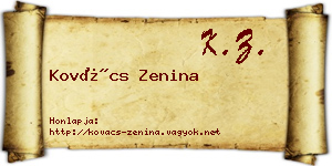 Kovács Zenina névjegykártya